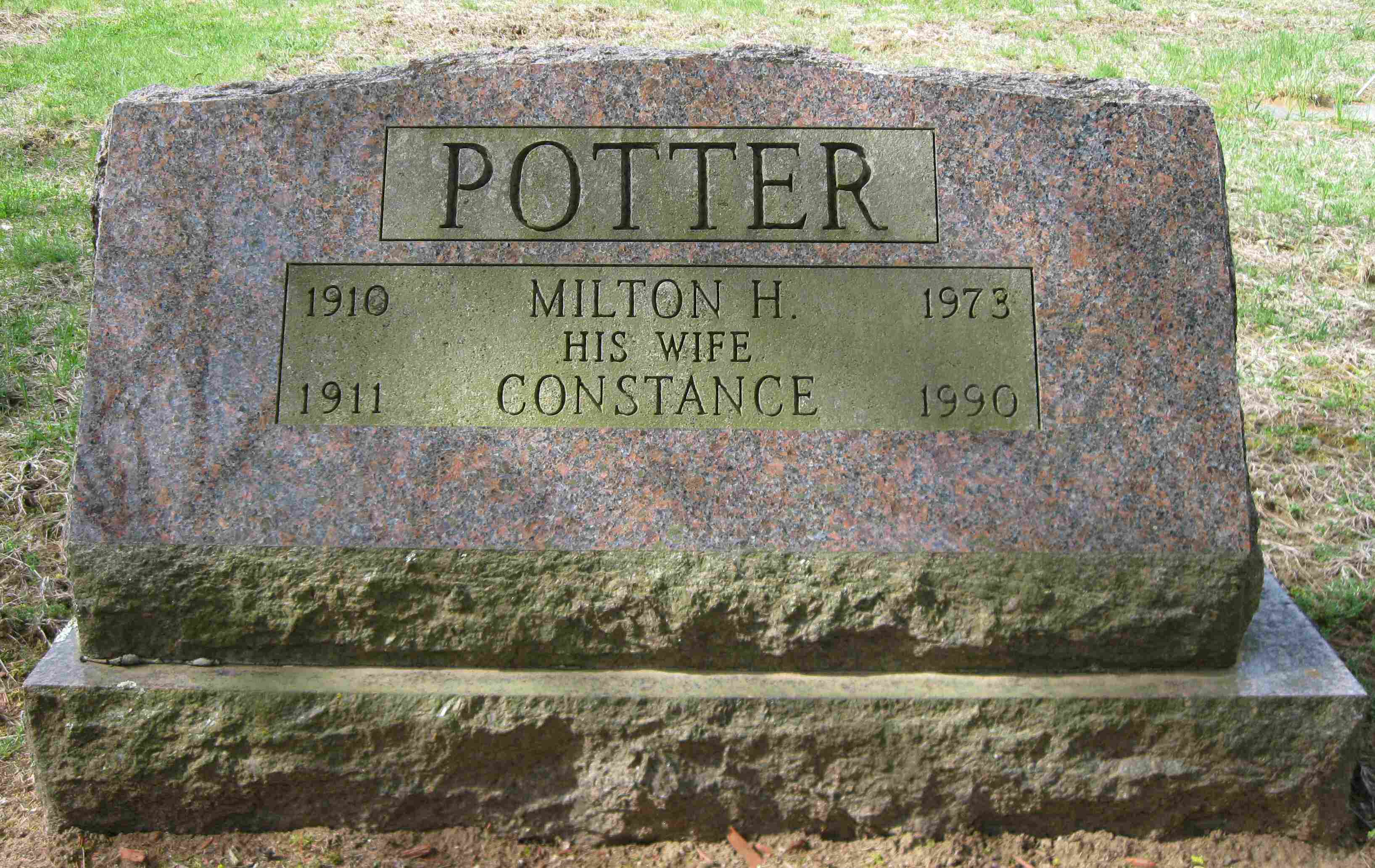 Milton and Constance (Gustin) Potter Headstone